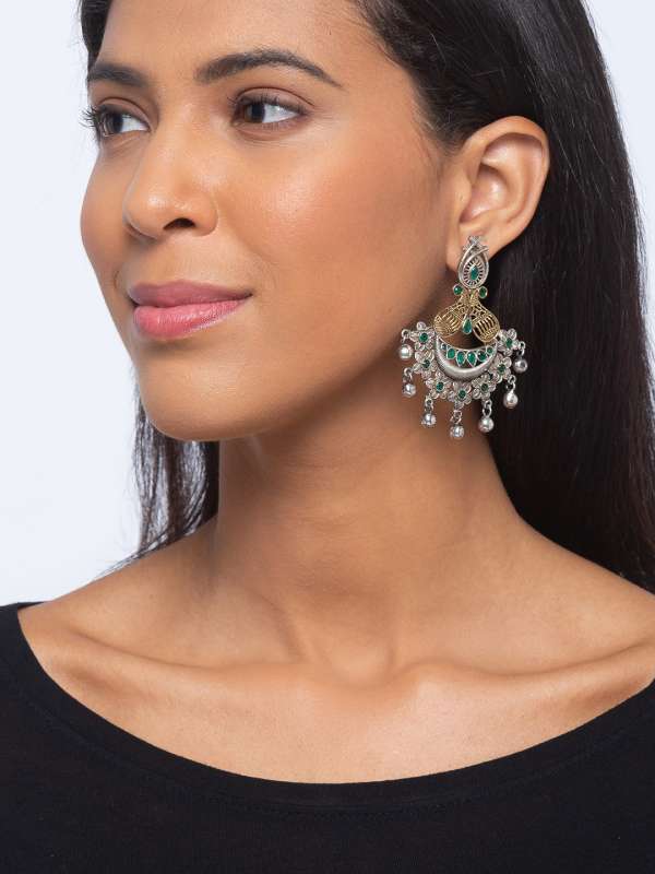 Women Green Dress Dresses Earrings Buy Women Green Dress Dresses Earrings online in India