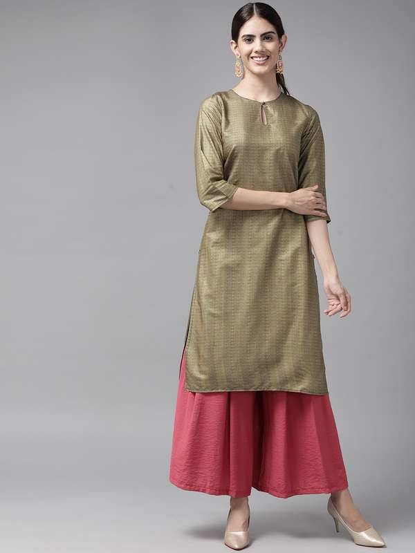 Golden kurtis online clearance
