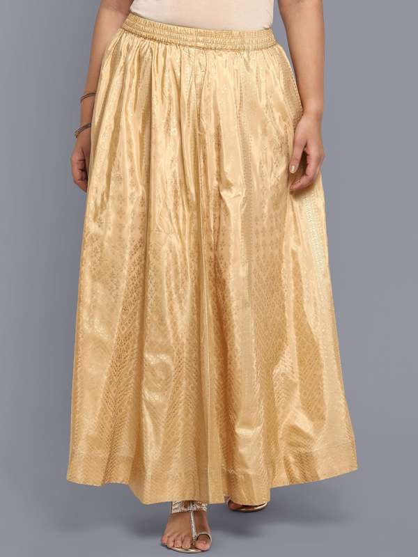 Long skirt golden colour sales
