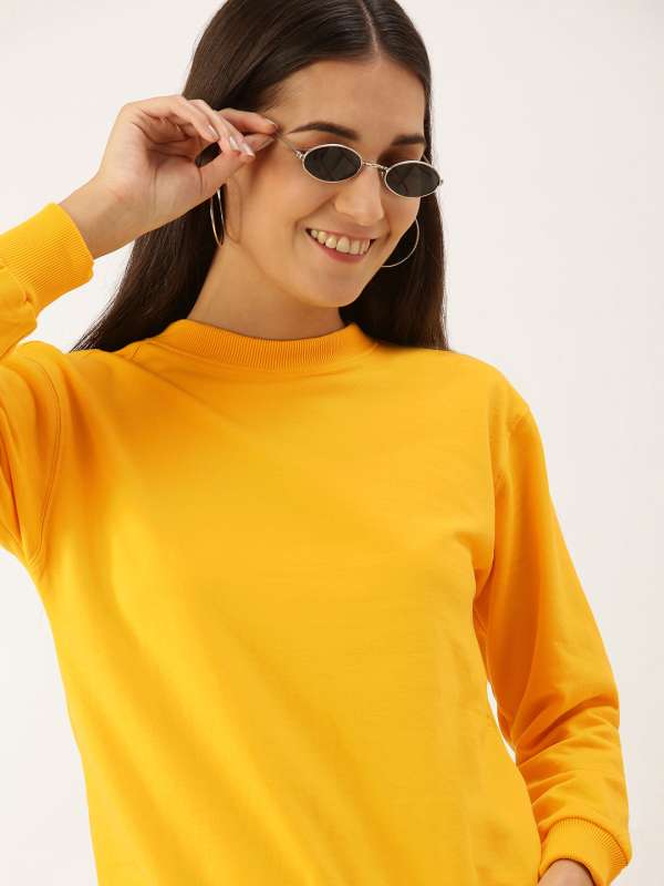 Forever 21 Women Off White And Mustard Yellow Sweatshirt Buy Forever 21 Women Off White And Mustard Yellow Sweatshirt online in India