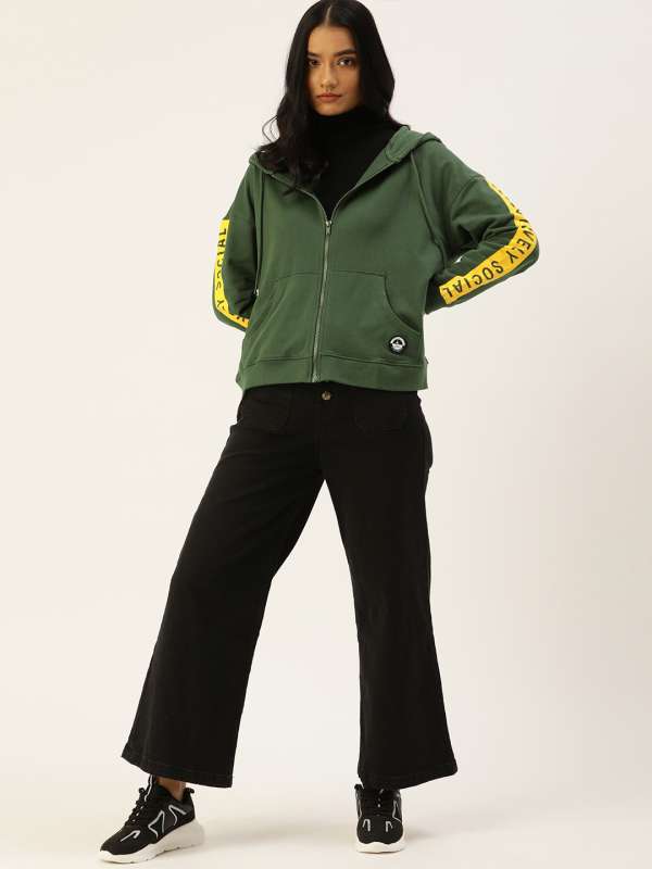 Diagonal zip outlet hoodie women's