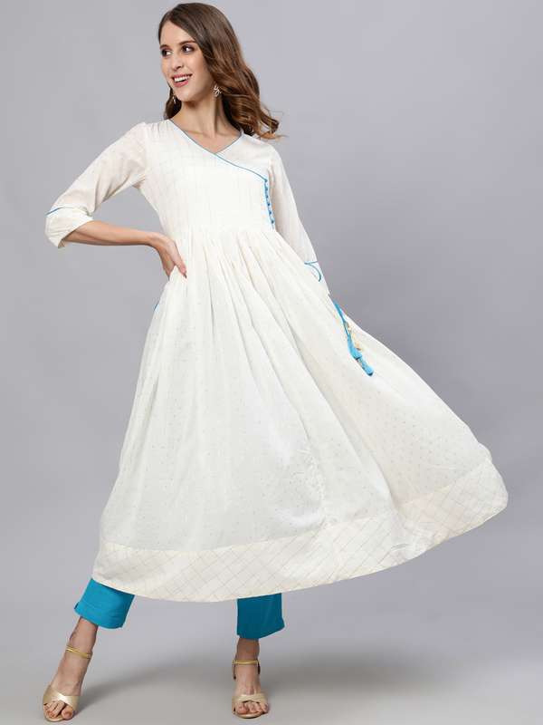 white anarkali frock