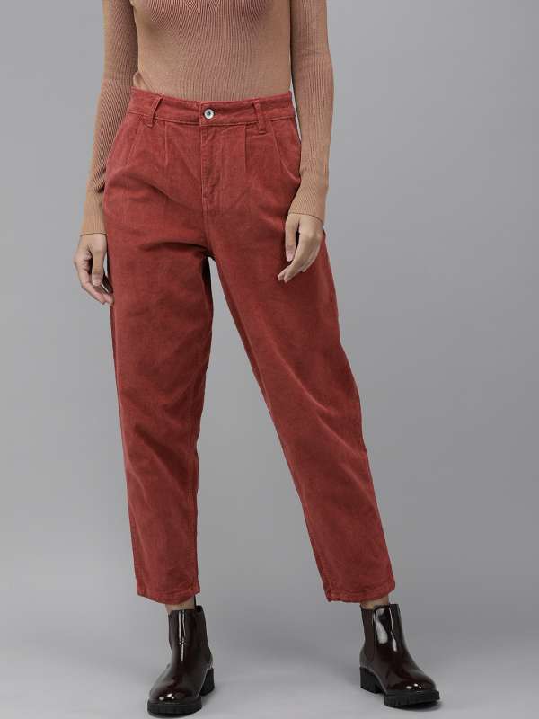 Tapered Women Red Trousers Price in India  Buy Tapered Women Red Trousers  online at Shopsyin