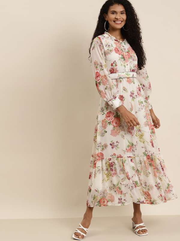 floral maxi dress white
