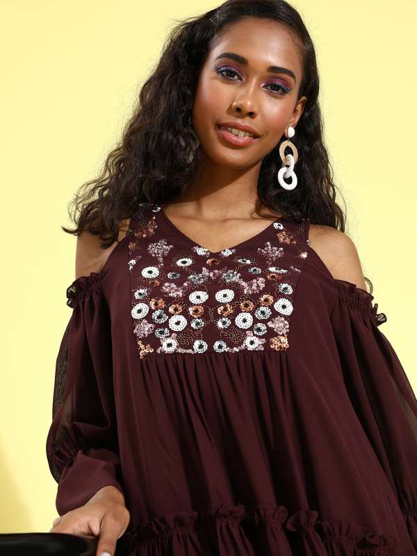Cold shoulder dress myntra cheap