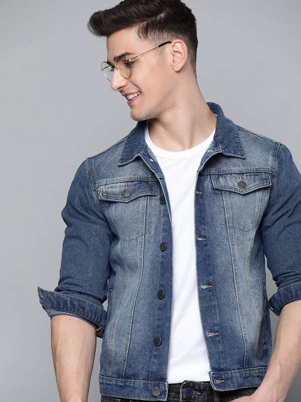 Men Navy Blue Denim Jackets - Buy Men 