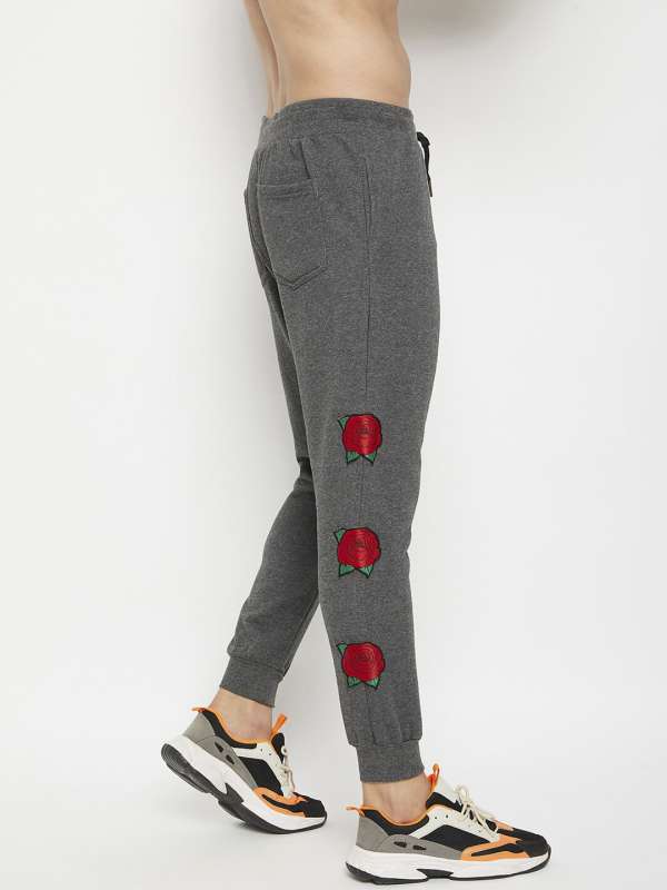 Fugazee solid men's best sale black track pants