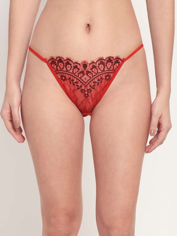 Buy Erotissch Women White Self Design Thongs Brief Panty Online