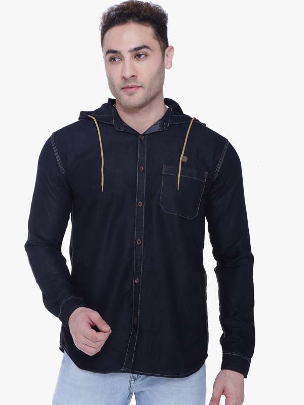 Hooded denim outlet shirt