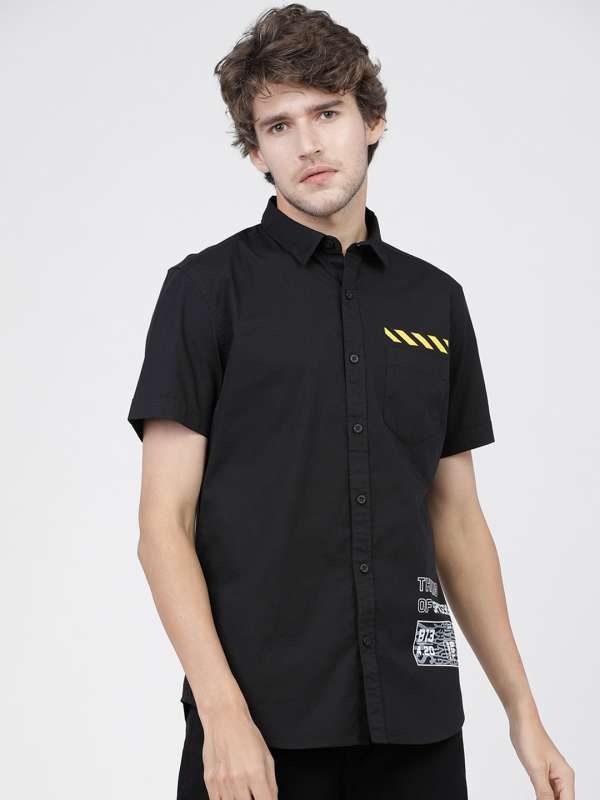 Black Half Sleeve Shirts Buy Black Half Sleeve Shirts Online Myntra