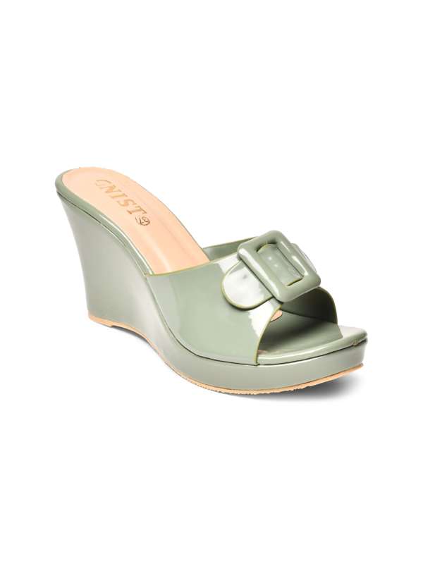 Olive green wedges shoes top
