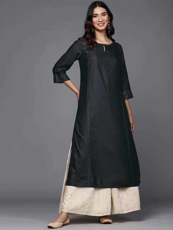 Black silk kurta fabindia sales