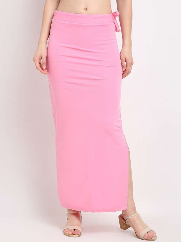 Buy Light Pink Women's Saree Shapewear Blended Mermaid Petticoat Stitched  Lehenga Women Strechable Sari Skirt for Bridesmaid Solid Plain Skirt Online  in India 