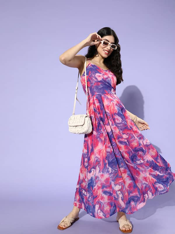 Buy MISH Women Burgundy Solid Satin Finish Maxi Dress - Dresses for Women  8965351 | Myntra