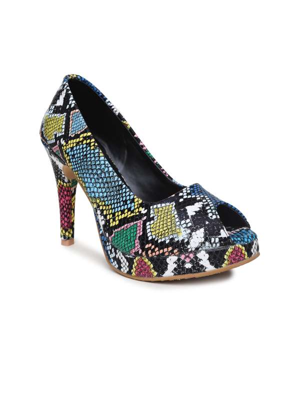 Multi color chunky heels top