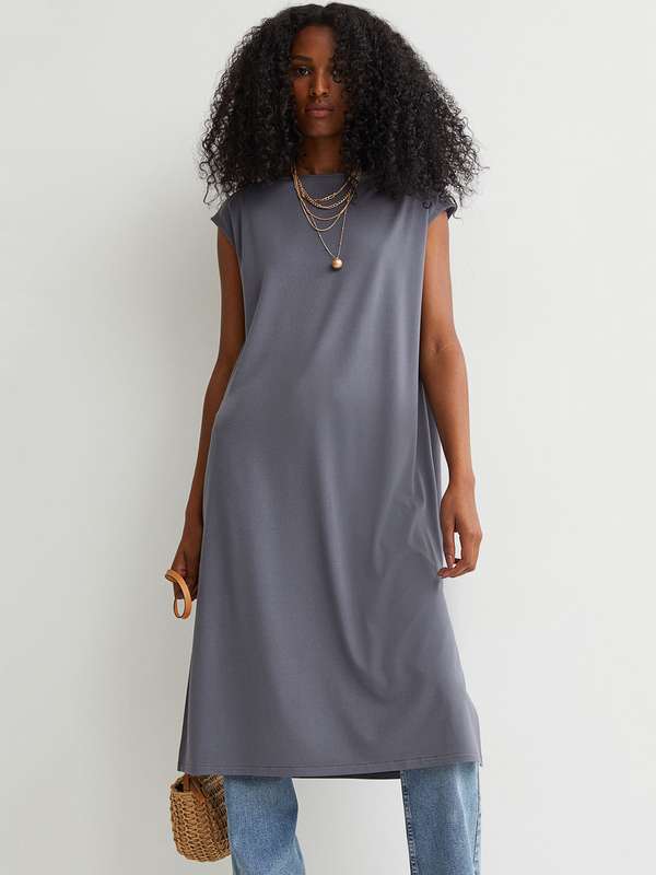 Solid Grey Jersey Dresses - Buy Solid 