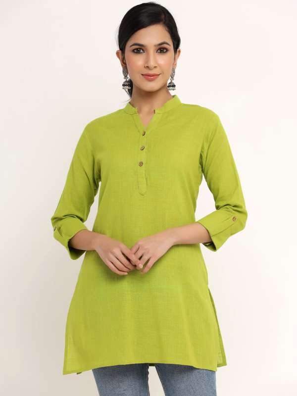 Weaves Green Solid Kurtis Buy Weaves Green Solid Kurtis online in India