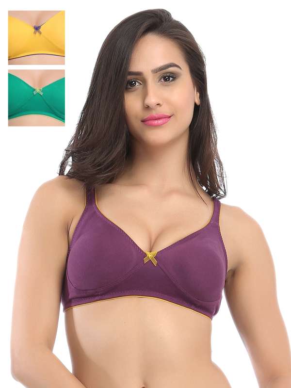 Buy Souminie Pack of 3 Non Padded Cotton T Shirt Bra - Multi