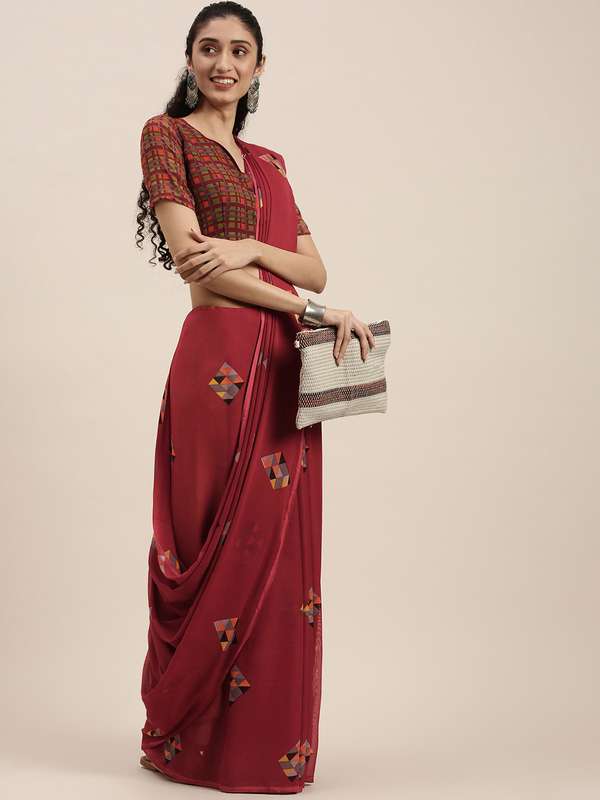 myntra red saree