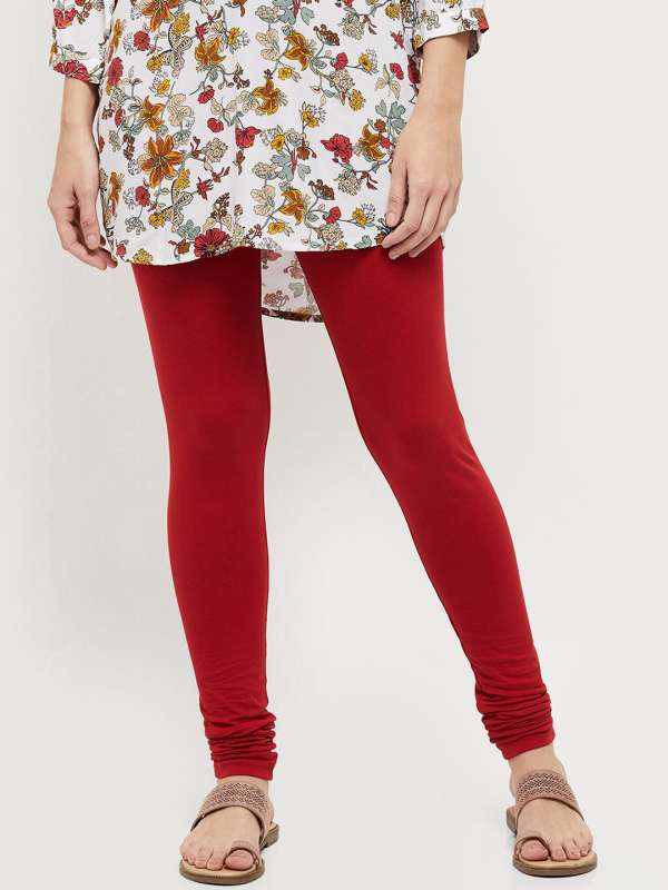 Buy Go Colors Women Red Solid Skinny Fit Shimmer Ankle Length Leggings -  Leggings for Women 4891830