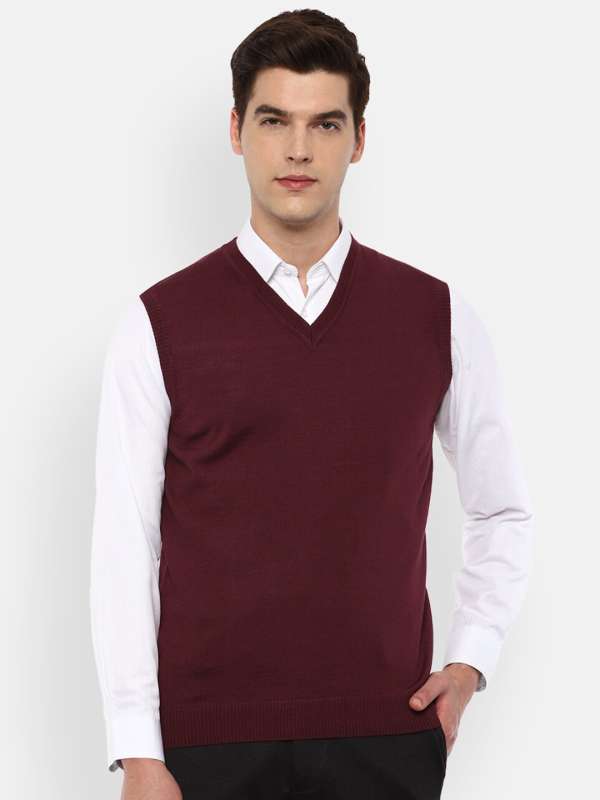 Mens maroon v neck sweater sale