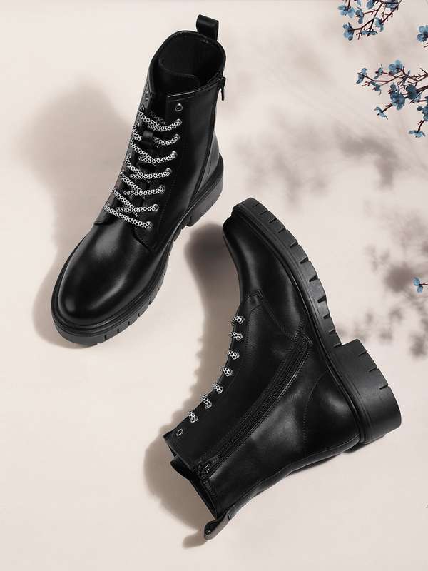 high top black boots