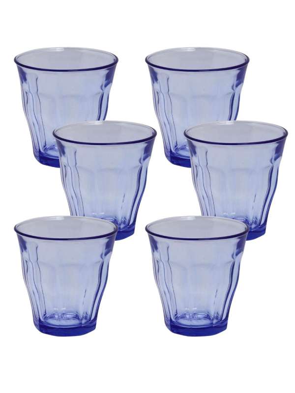 Duralex Made in France Prisme Marine Glass Tumbler Drinking  Glasses, 8.75 ounce - Set of 6, Marine Blue: Tumblers & Water Glasses