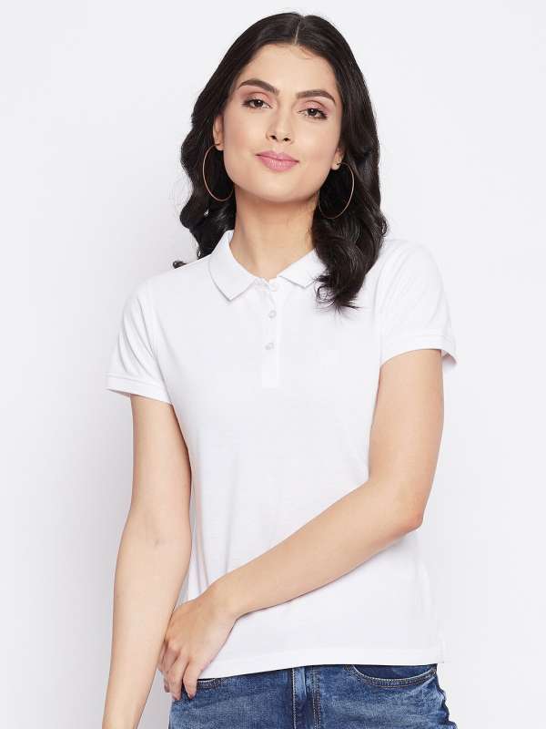 female white polo shirt