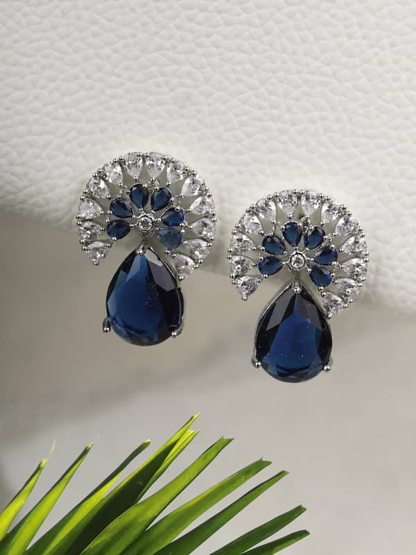 Royal Blue Stone Earrings for Casual and Festive Wear  Beatnik