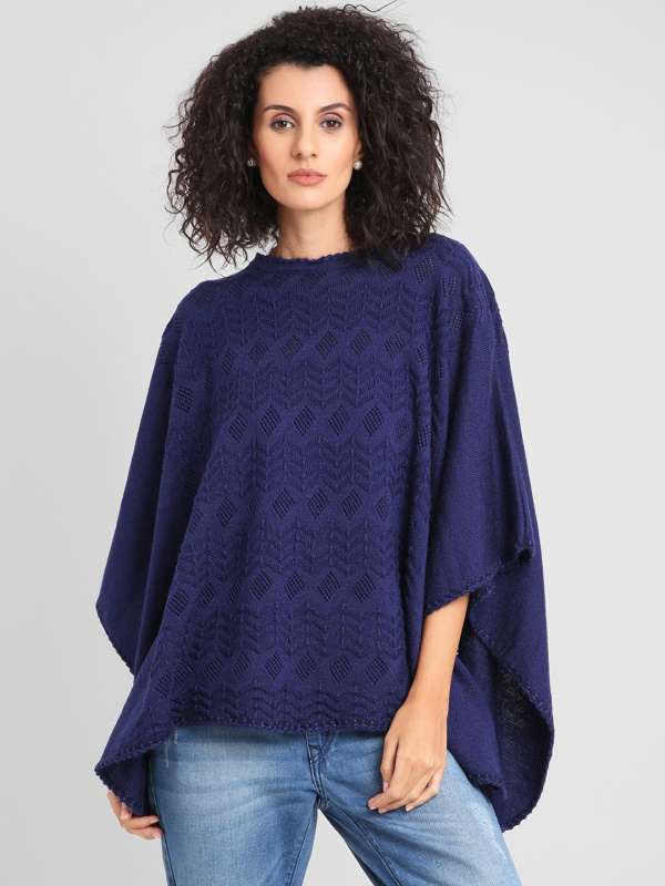 Navy blue clearance poncho sweater