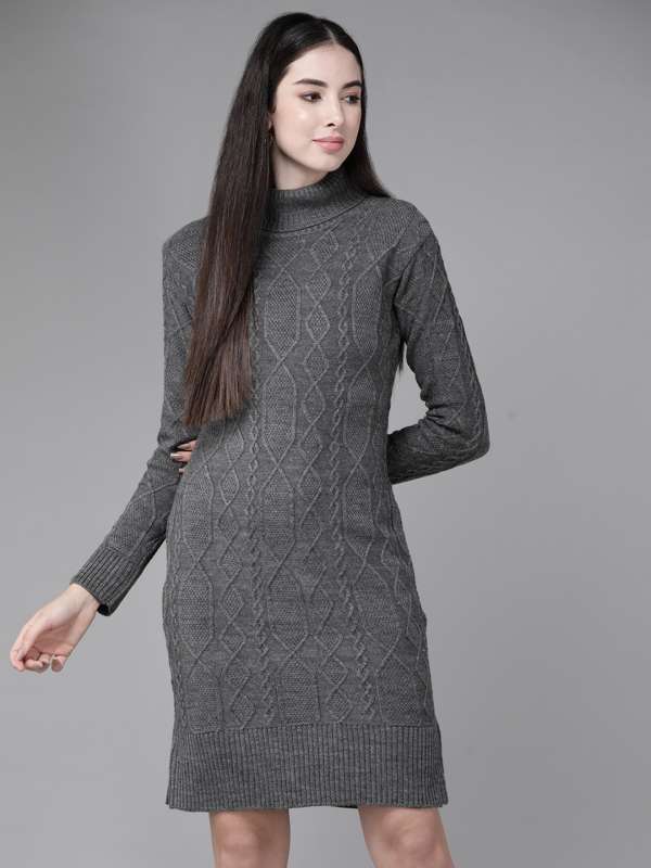 Grey Sweater Dresses - Buy Grey Sweater Dresses online in India