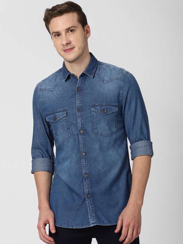Peter England Casuals Blue Slim Fit 