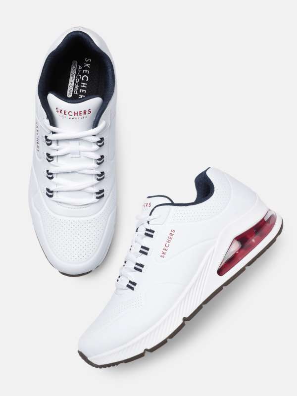Skechers mens white tennis shoes 2025