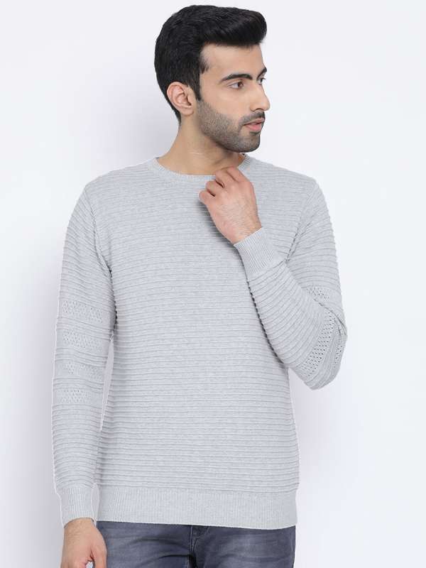 Men Grey White Sweater Buy Men Grey White Sweater online in India