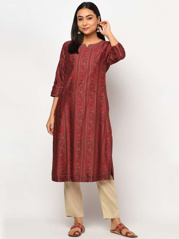 Fabindia Women Maroon Kurtas Buy Fabindia Women Maroon Kurtas
