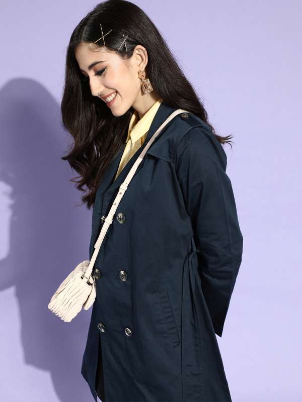 Navy Blue Coats Buy Trendy Navy Blue Coats Online in India Myntra