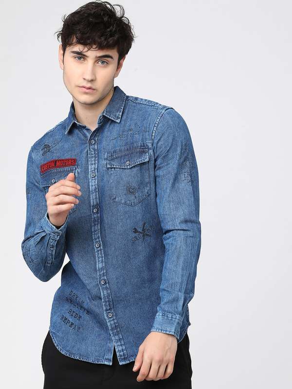 Locomotive Blue Faded Denim Shirt 