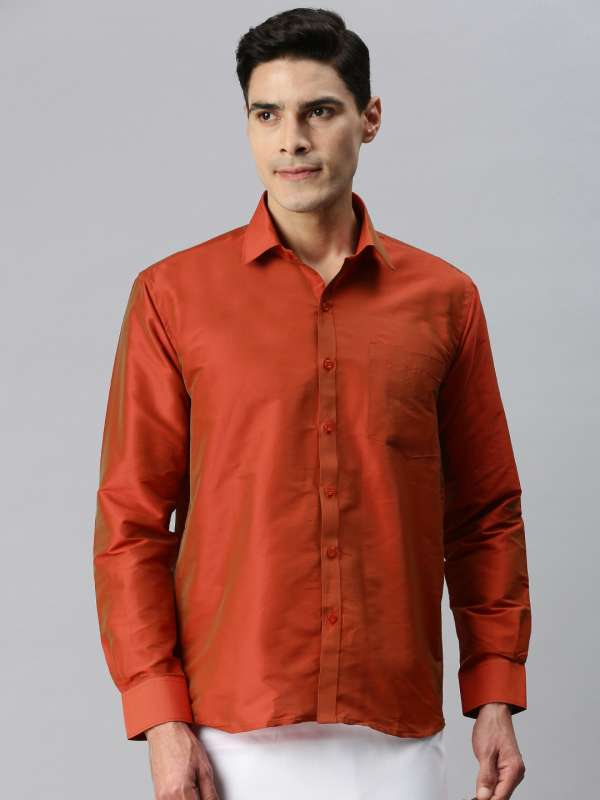 Buy Red Tape Rust Solid Cotton Linen Men Shirt online
