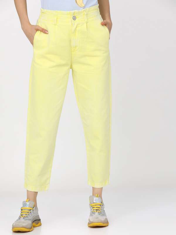 Yellow top jeans womens