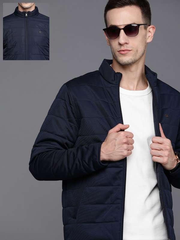 Louis Philippe Jeans Men Grey & Blue Reversible Padded Jacket