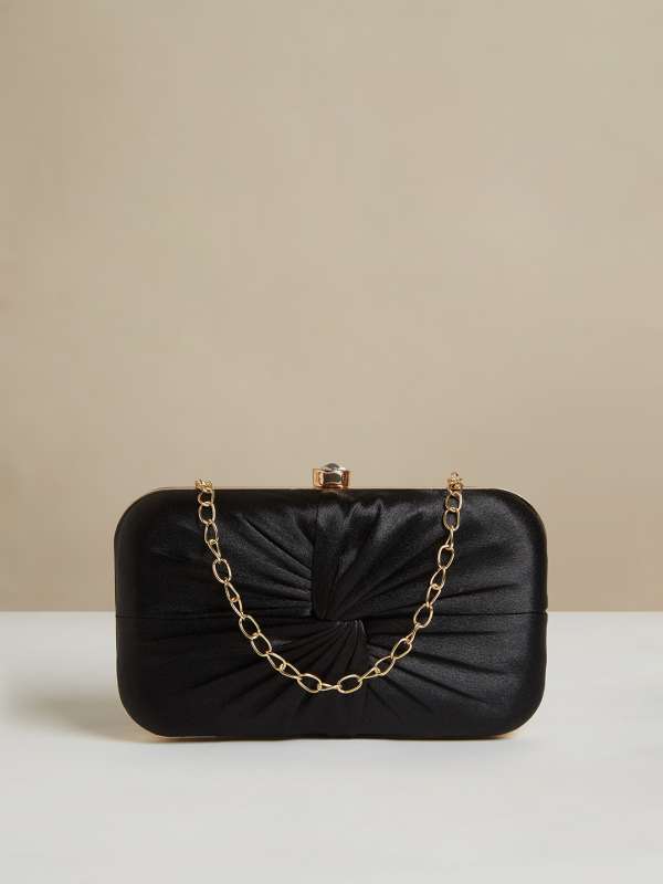 KNOOS Womens Criss Frame Clutch Bags  Detachable Chain Sling Strap   Ladies Purse Wallet Black  Amazonin Fashion