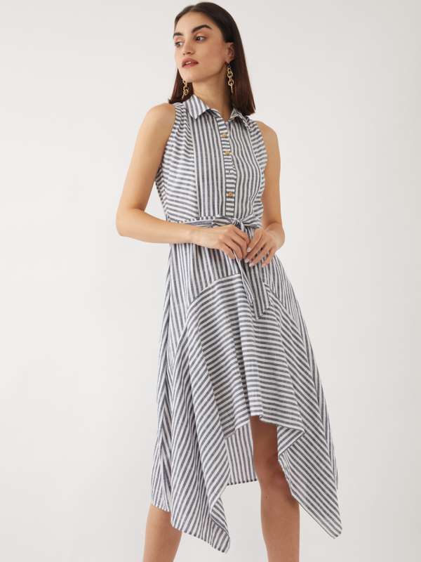 Striped asymmetrical dress cheap