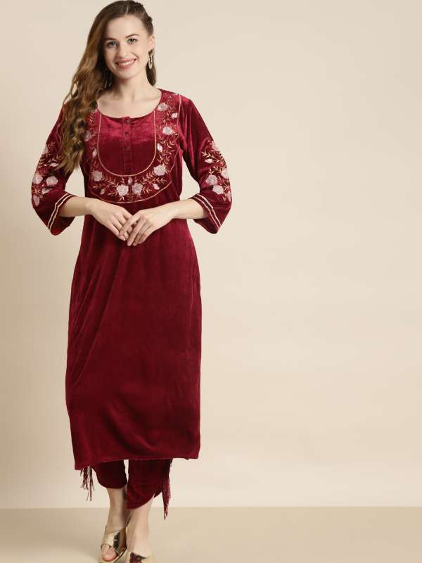Velvet dress myntra top