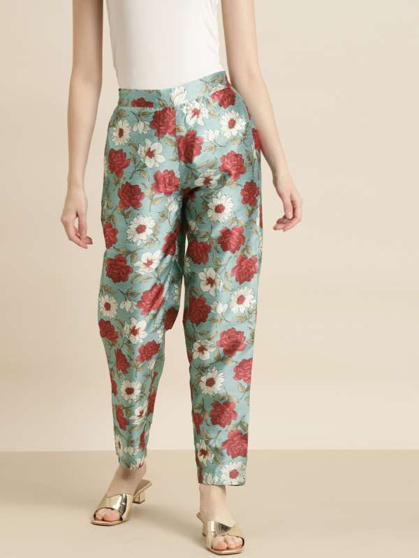 Buy Studio Rigu Red Vegan Silk Printed Trousers Online  Aza Fashions
