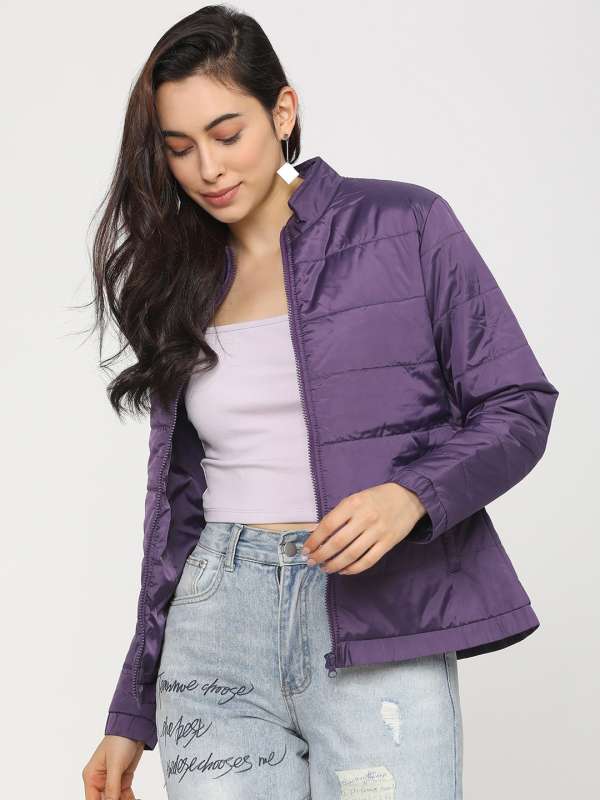 Tokyo Talkies Women Purple Solid Denim Jacket (L) by Myntra