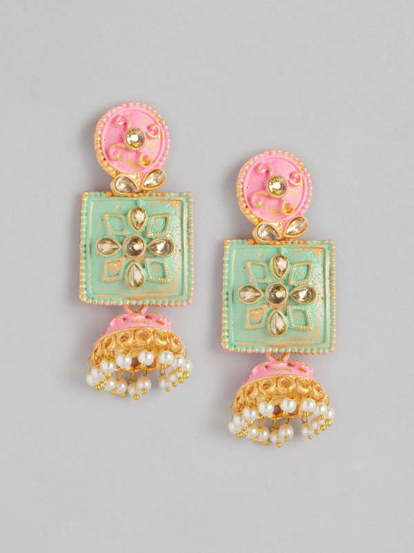 Accessorize London Womens Green Enamel Gold Earrings