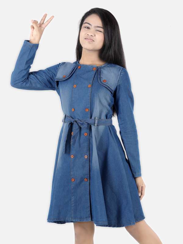 Jeans frock sale for girl