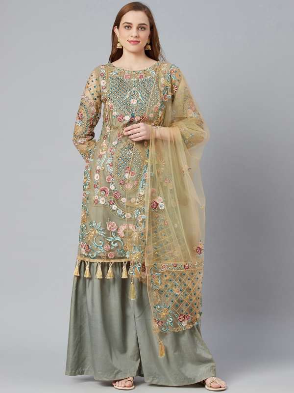 Net unstitched dress on sale material