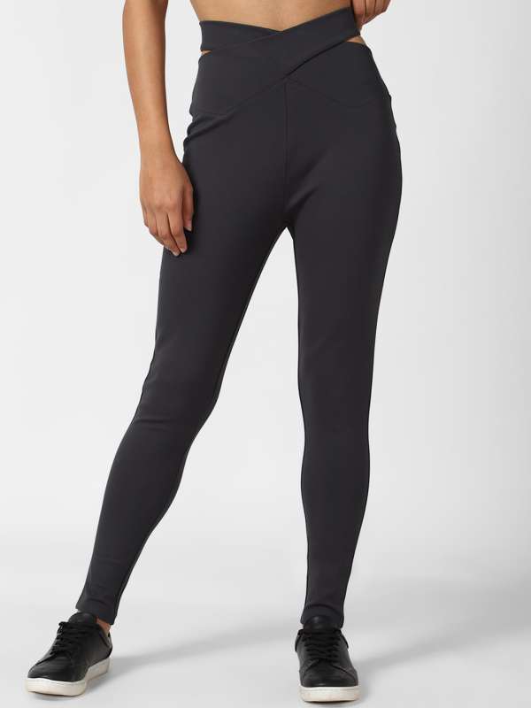 Buy Amante Solid Mid Rise Skinny Fit Full Length Leggings Black at