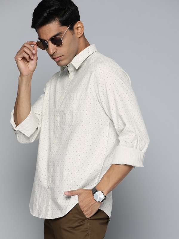 Off White Orange Men Casual Shirts Indian Terrain Buy Off White